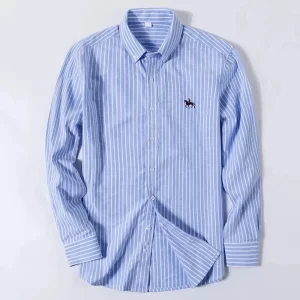 Chemise Oxford à Manches Longues pour Homme, Habit en Coton, Haut à Carreaux et Rayures, Tenue Décontractée avec Poche, Coupe Régulière, Vêtement Boutonnée, Taille S à 6XL