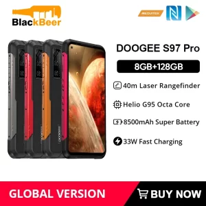 DOOGEE – téléphone portable S97 Pro robuste 8G + 128G Helio G95 Octa Core, 40m de portée Laser, 48mp AI Quad caméra NFC