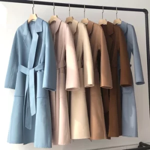 Korean Women Handmade Hepburn Corrugated Water Ripples Coat Double-sided Cashmere Wool Long Woolen Jacket Cashmere Coat Max