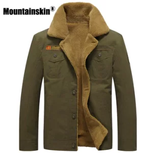 Mountainskin Winter Warm Jackets Thick Fleece Men’s Coats Casual Cotton Fur Collar Mens Military Tactical Parka Outerwear SA351