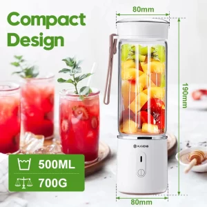 Presse-agrumes électrique en verre de 500ml, Mini machine à Smoothie Portable à main, mélangeur, Rechargeable par USB pour le voyage à domicile