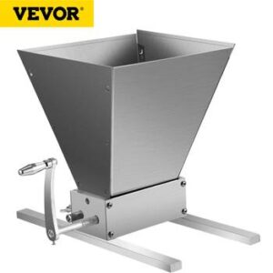 VEVOR 2-Roller Barley Crusher Manual Grain Mill Grinder Crusher With 5KG/11LBS Hopper Stainless Steel for Crushing Malt & Wheat