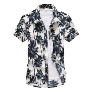 DIMUSI Mens Short Sleeve Hawaiian Shirt Fast drying Plus Size Asian Size M-5XL Summer Casual Floral Beach Shirts Men clothing