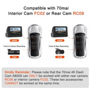 70mai 4K Dash Cam A800S Built-in GPS ADAS